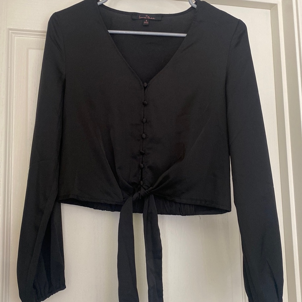 Dressy black button too with a tie at the waist. Worn once, size S
